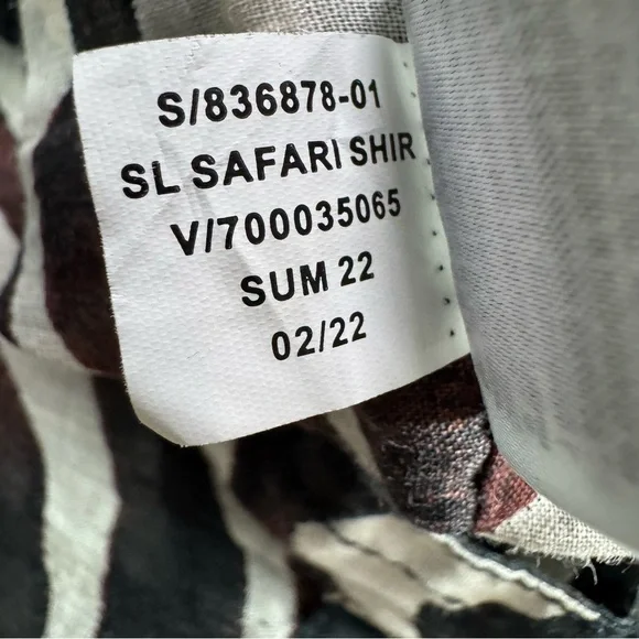 Banana Republic Ramie Utility Shirt Women Medium Tall Safari Zebra Print - Picture 12 of 13